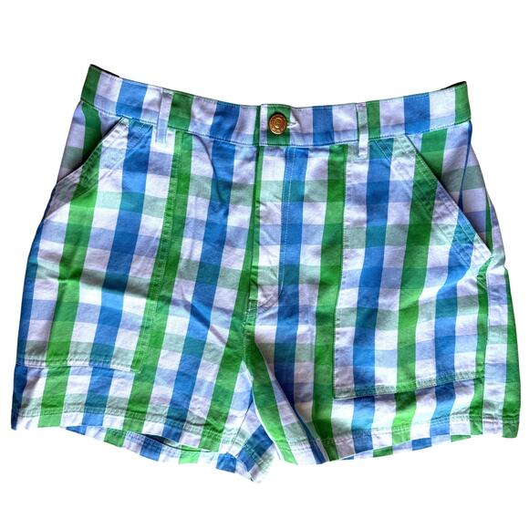 NWOT Big Bud Press Work Shorts in Green & Blue Check Large - Picture 1 of 4
